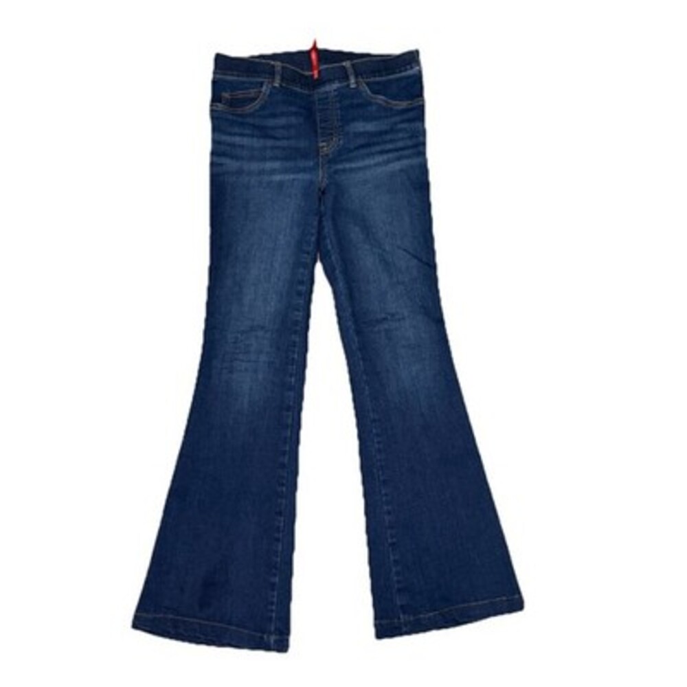 SPANX Flare Jeans Womens Medium Dark Wash Pull On Stretch Shaping Denim Bootcut - Picture 2 of 6